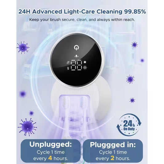 Wall Mounted Toothbrush Sanitizer Holder, Tooth Brush Cleaner Organizer with Auto-Inductive Cover, Air Drying