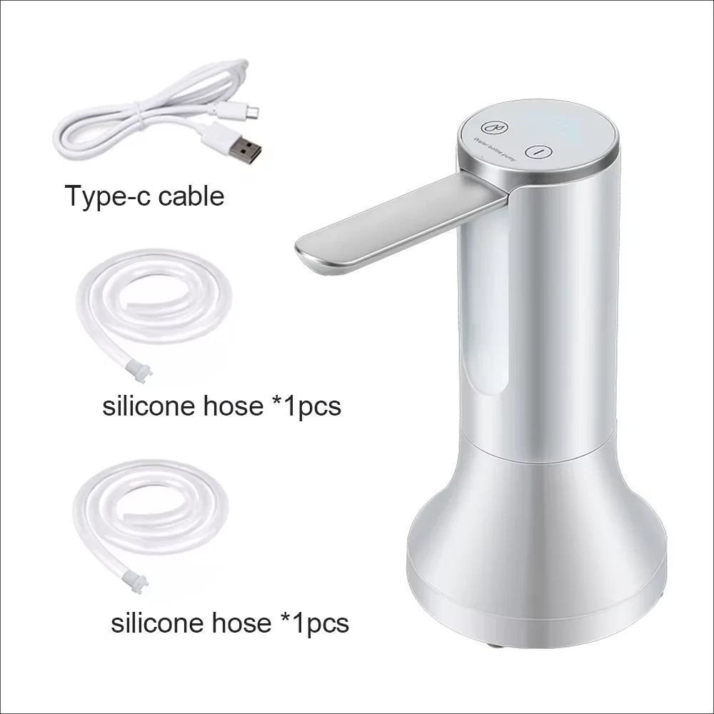 Electric Water Bottle Pump 1200Mah Type C Rechargeable LED Display Automatic Touch Button 3 Quantitative Settings