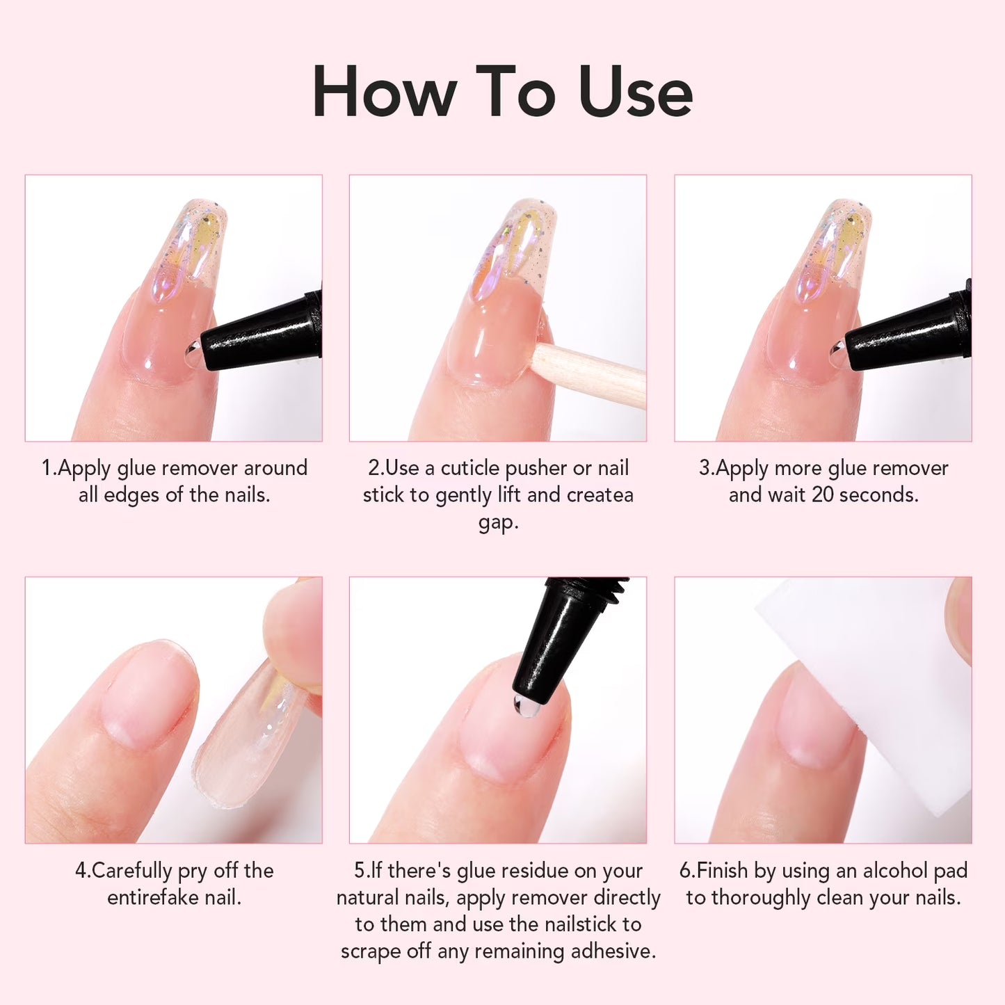 Nail Glue & Liquid Remover Set, Quick-Dry 10G Semi-Solid Glue + 10Ml Non-Acetone Remover (Dropper), No UV Needed, Long-Lasting Hold