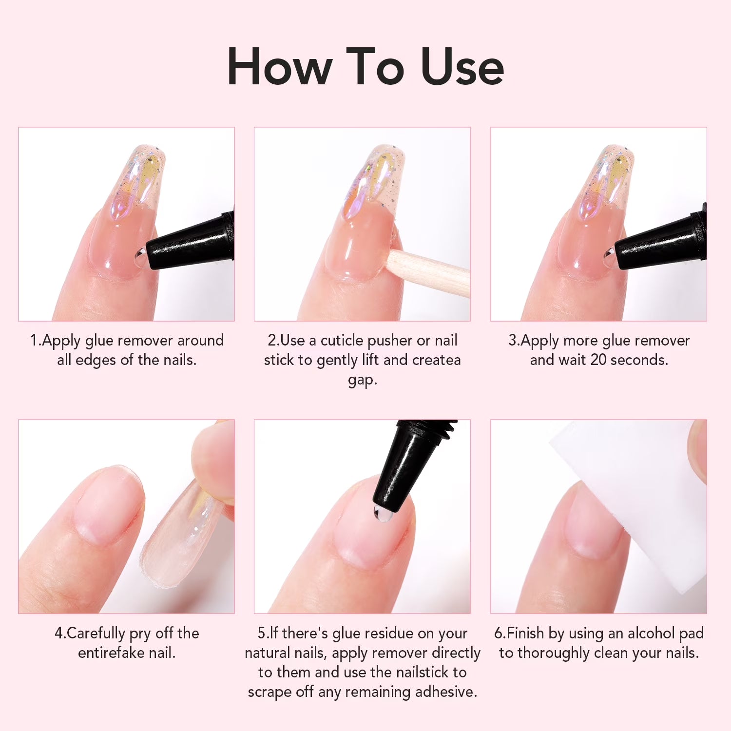 Nail Glue & Liquid Remover Set, Quick-Dry 10G Semi-Solid Glue + 10Ml Non-Acetone Remover (Dropper), No UV Needed, Long-Lasting Hold