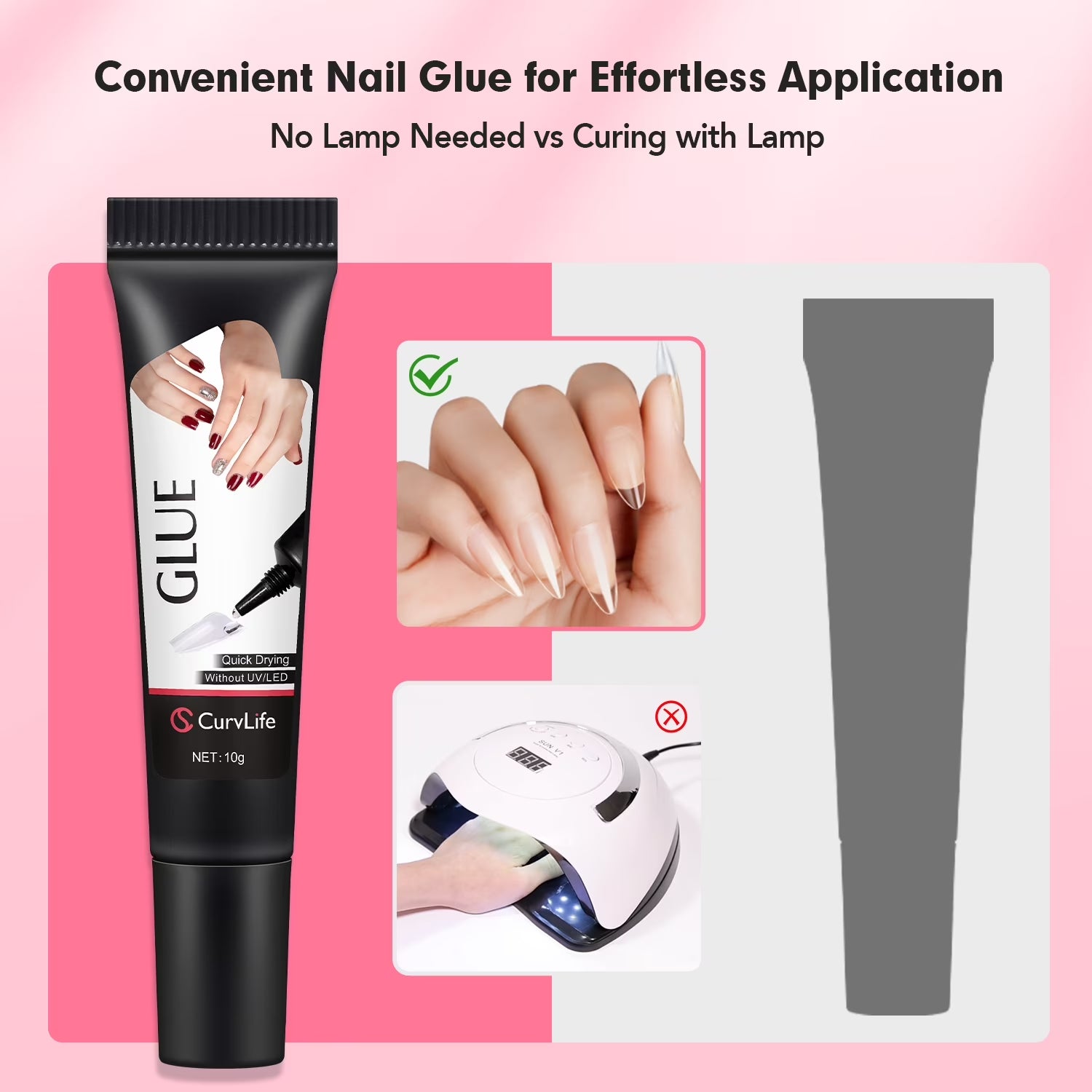 Nail Glue & Liquid Remover Set, Quick-Dry 10G Semi-Solid Glue + 10Ml Non-Acetone Remover (Dropper), No UV Needed, Long-Lasting Hold