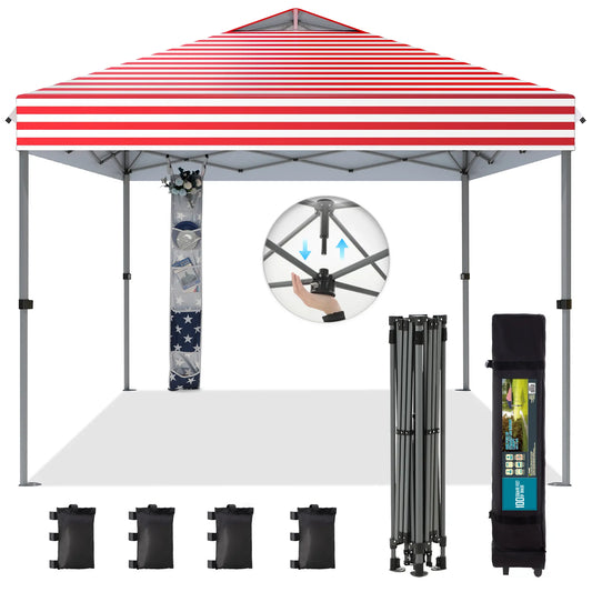 [Waterproof & Uv-Resistant] PHIVILLA 10X10Ft/12X12Ft Pop-Up Canopy Tent, Instant Portable Canopy Tent Outdoor Gazebo, One-Push-To-Lock Outdoor Gazebo with Roller Bag