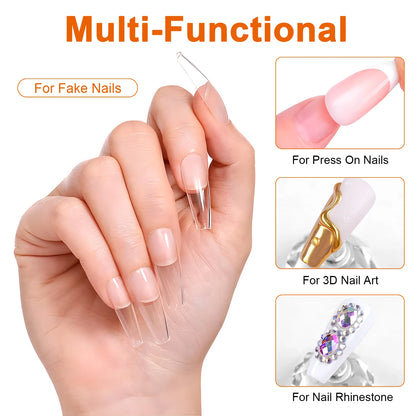 30G Solid Nail Glue Gel for False Nail Tips, Huge Capacity Press on Nail Glue Strong Adhesive Solid Rhinestone Glue Gel UV Glue