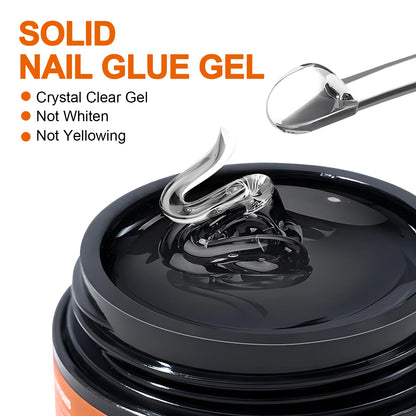 30G Solid Nail Glue Gel for False Nail Tips, Huge Capacity Press on Nail Glue Strong Adhesive Solid Rhinestone Glue Gel UV Glue