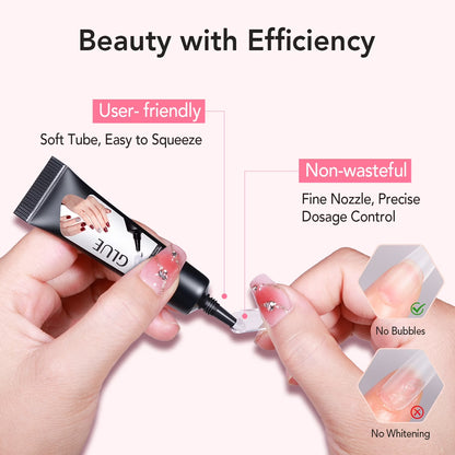 Nail Glue & Liquid Remover Set, Quick-Dry 10G Semi-Solid Glue + 10Ml Non-Acetone Remover (Dropper), No UV Needed, Long-Lasting Hold