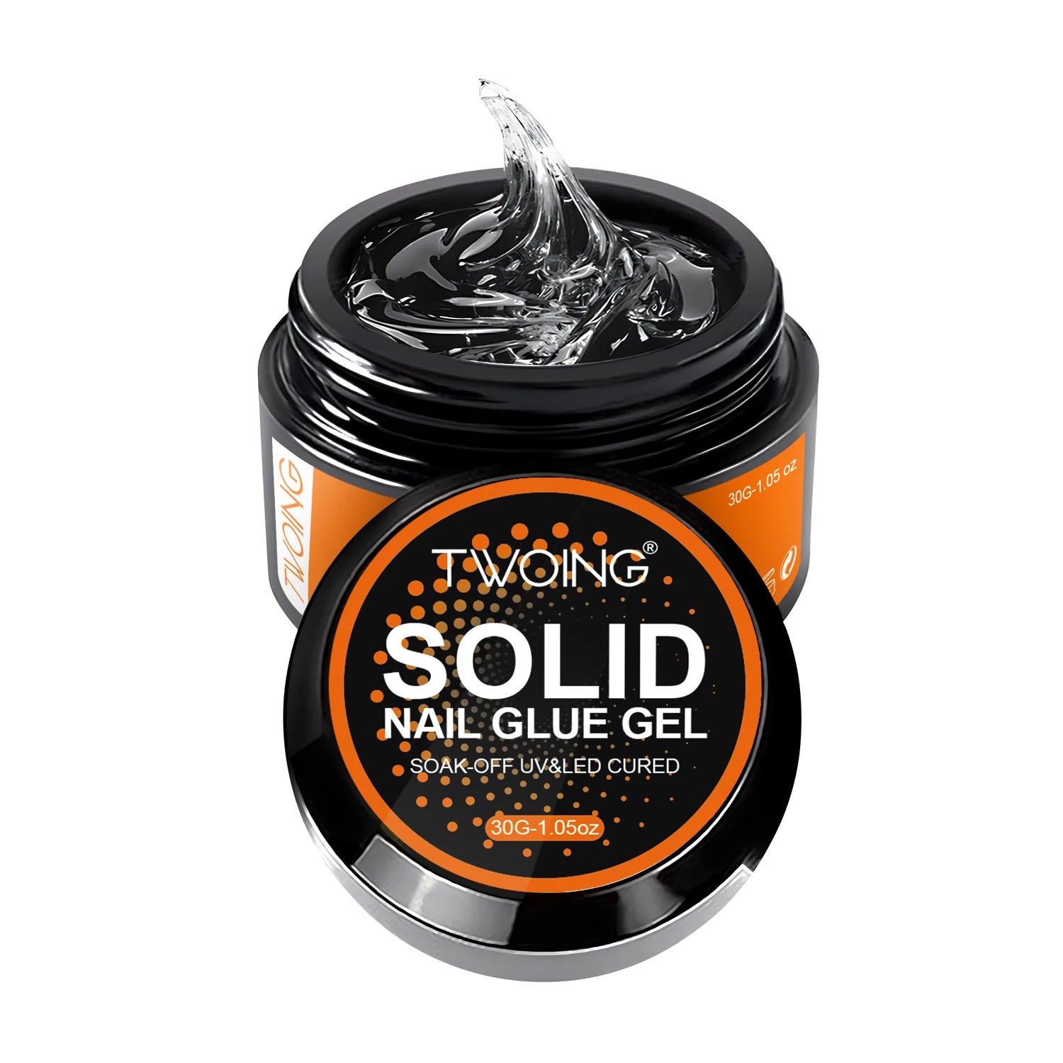 30G Solid Nail Glue Gel for False Nail Tips, Huge Capacity Press on Nail Glue Strong Adhesive Solid Rhinestone Glue Gel UV Glue