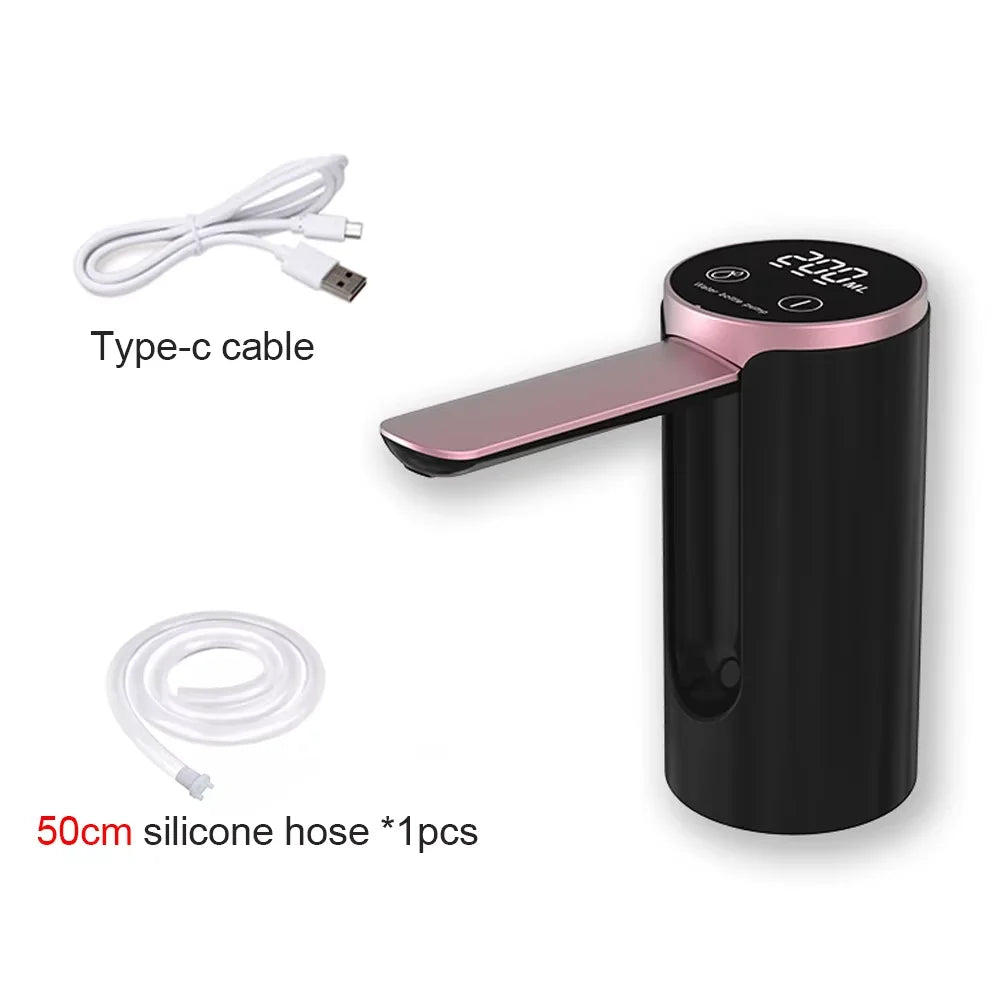 Electric Water Bottle Pump 1200Mah Type C Rechargeable LED Display Automatic Touch Button 3 Quantitative Settings