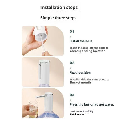 Electric Water Bottle Pump 1200Mah Type C Rechargeable LED Display Automatic Touch Button 3 Quantitative Settings