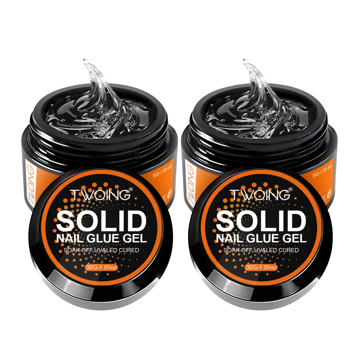 30G Solid Nail Glue Gel for False Nail Tips, Huge Capacity Press on Nail Glue Strong Adhesive Solid Rhinestone Glue Gel UV Glue