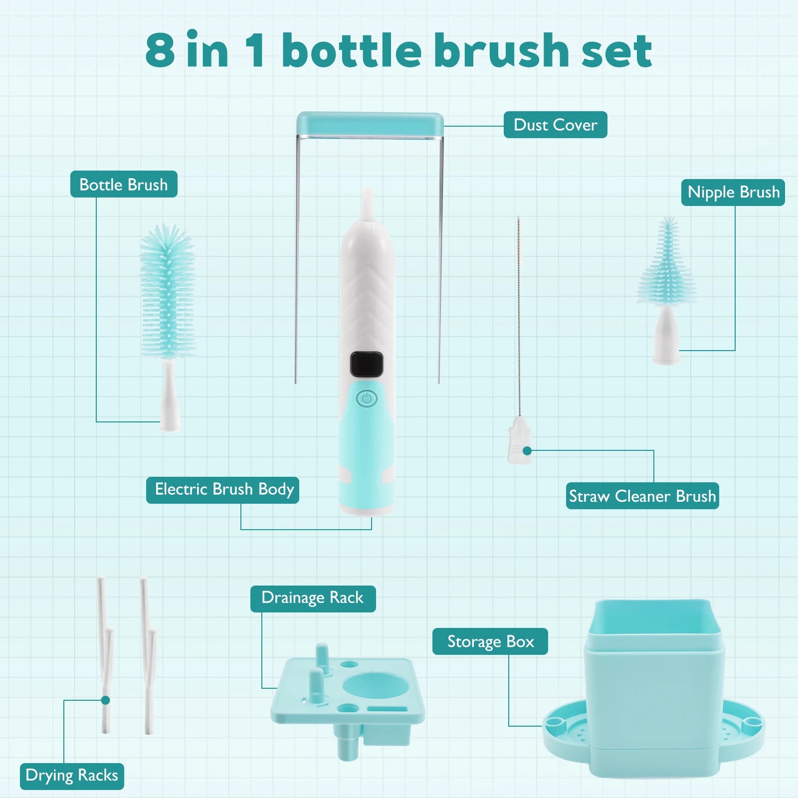 Multifunctional Electric Cup Brush Kitchen Glass Bottle Cleaning Brush Adjustable Level Rechargeable Tea Cup Baby Bottle Cleaner