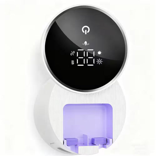 Wall Mounted Toothbrush Sanitizer Holder, Tooth Brush Cleaner Organizer with Auto-Inductive Cover, Air Drying