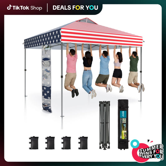 [Waterproof & Uv-Resistant] PHIVILLA 10X10Ft/12X12Ft Pop-Up Canopy Tent, Instant Portable Canopy Tent Outdoor Gazebo, One-Push-To-Lock Outdoor Gazebo with Roller Bag